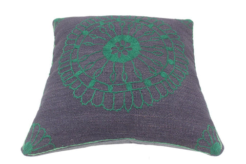 handmade  Pillow Blue Green Hand-Woven SQUARE 100% Wool Suzani Throw Pillow
