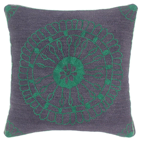 handmade  Pillow Blue Green Hand-Woven SQUARE 100% Wool Suzani Throw Pillow
