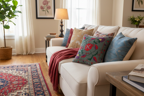 Bohemian Gillard Kilim Suzani Handmade Pillow