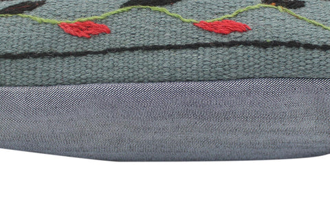 handmade  Pillow Gray Red Hand-Woven SQUARE 100% Wool Suzani Throw Pillow