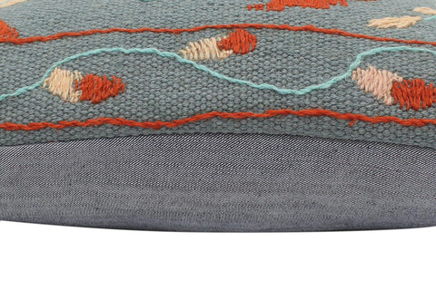 handmade  Pillow Blue Rust Hand-Woven SQUARE 100% Wool Suzani Throw Pillow