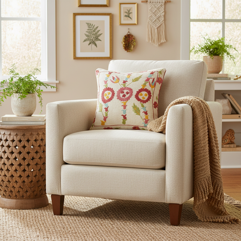 Shabby Chic Appleby Kilim Suzani Handmade Pillow