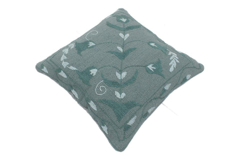 handmade  Pillow Gray Blue Hand-Woven SQUARE 100% Wool Suzani Throw Pillow
