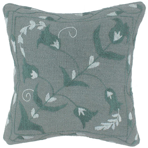 handmade  Pillow Gray Blue Hand-Woven SQUARE 100% Wool Suzani Throw Pillow