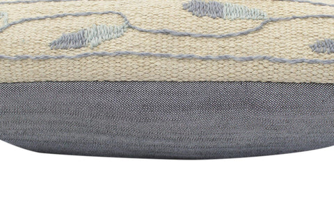 handmade  Pillow Beige Blue Hand-Woven SQUARE 100% Wool Suzani Throw Pillow