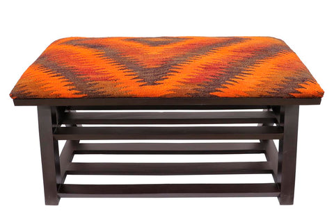 handmade Traditional Shoe Rack Rust Purple Hand-made RECTANGLE Vegetable dyed wool and wood  