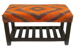 handmade Traditional Shoe Rack Rust Purple Hand-made RECTANGLE Vegetable dyed wool and wood  