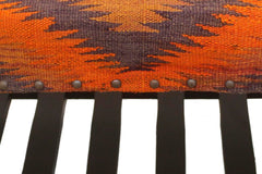 handmade Traditional Shoe Rack Rust Purple Hand-made RECTANGLE Vegetable dyed wool and wood  