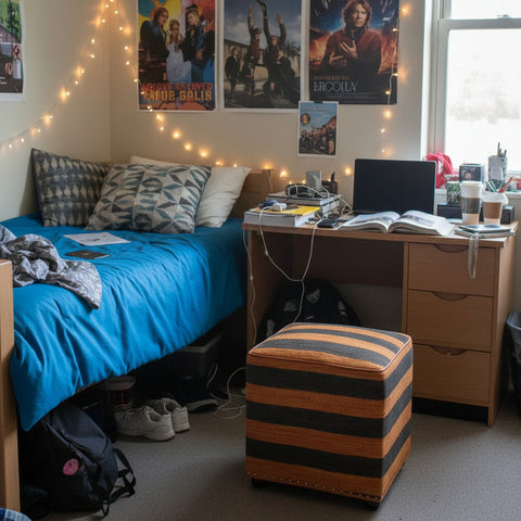 handmade Modern Ottoman Orange Black Hand-made SQUARE handmade ottoman pouf