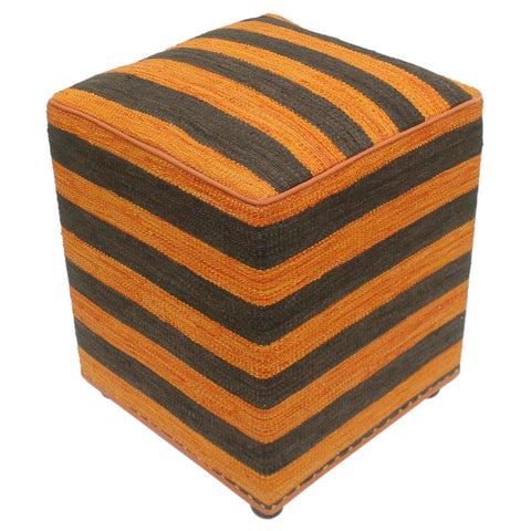 handmade Modern Ottoman Orange Black Hand-made SQUARE handmade ottoman pouf