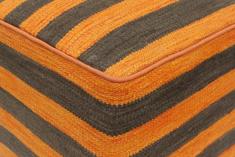 handmade Modern Ottoman Orange Black Hand-made SQUARE handmade ottoman pouf