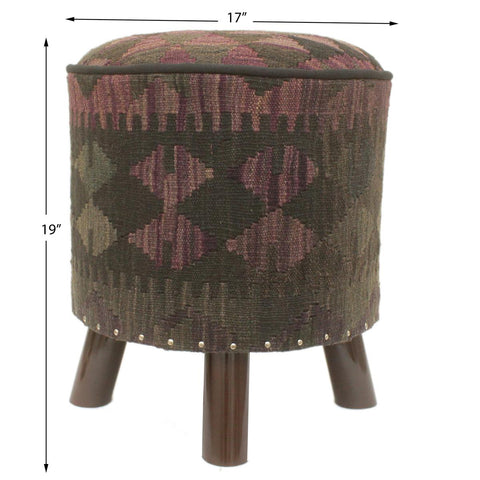 handmade Traditional Ottoman Black Purple Hand-made ROUND Vegetable dyed wool and wood  