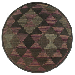 handmade Traditional Ottoman Black Purple Hand-made ROUND Vegetable dyed wool and wood  