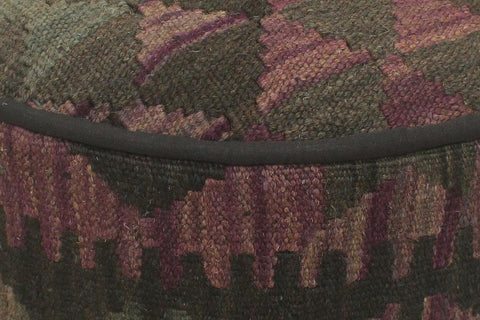 handmade Traditional Ottoman Black Purple Hand-made ROUND Vegetable dyed wool and wood  