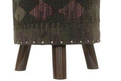 handmade Traditional Ottoman Black Purple Hand-made ROUND Vegetable dyed wool and wood  