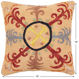 handmade Traditional Pillow Orange Red Hand-Woven SQUARE 100% WOOL Handmade pillow