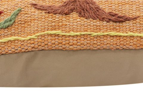 handmade Traditional Pillow Orange Red Hand-Woven SQUARE 100% WOOL Handmade pillow