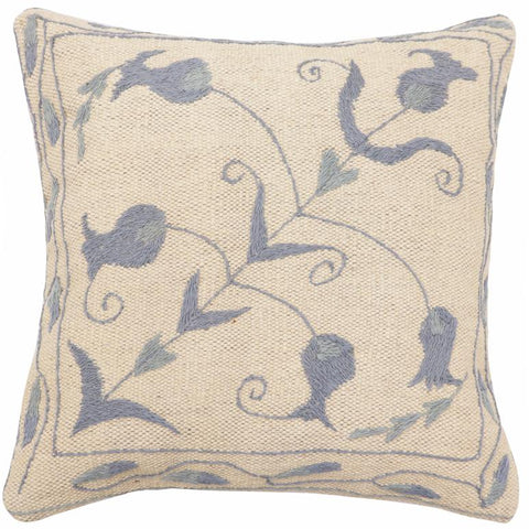 handmade Traditional Pillow Beige Blue Hand-Woven SQUARE 100% WOOL Handmade pillow