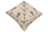 handmade Traditional Pillow Beige Blue Hand-Woven SQUARE 100% WOOL Handmade pillow