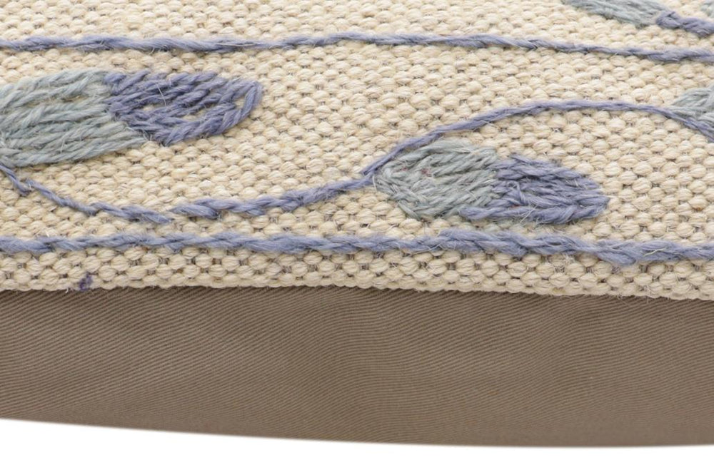 handmade Traditional Pillow Beige Blue Hand-Woven SQUARE 100% WOOL Handmade pillow