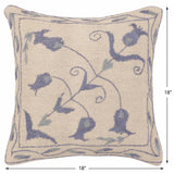 handmade Traditional Pillow Beige Blue Hand-Woven SQUARE 100% WOOL Handmade pillow