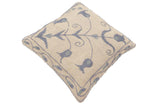 handmade Traditional Pillow Beige Blue Hand-Woven SQUARE 100% WOOL Handmade pillow