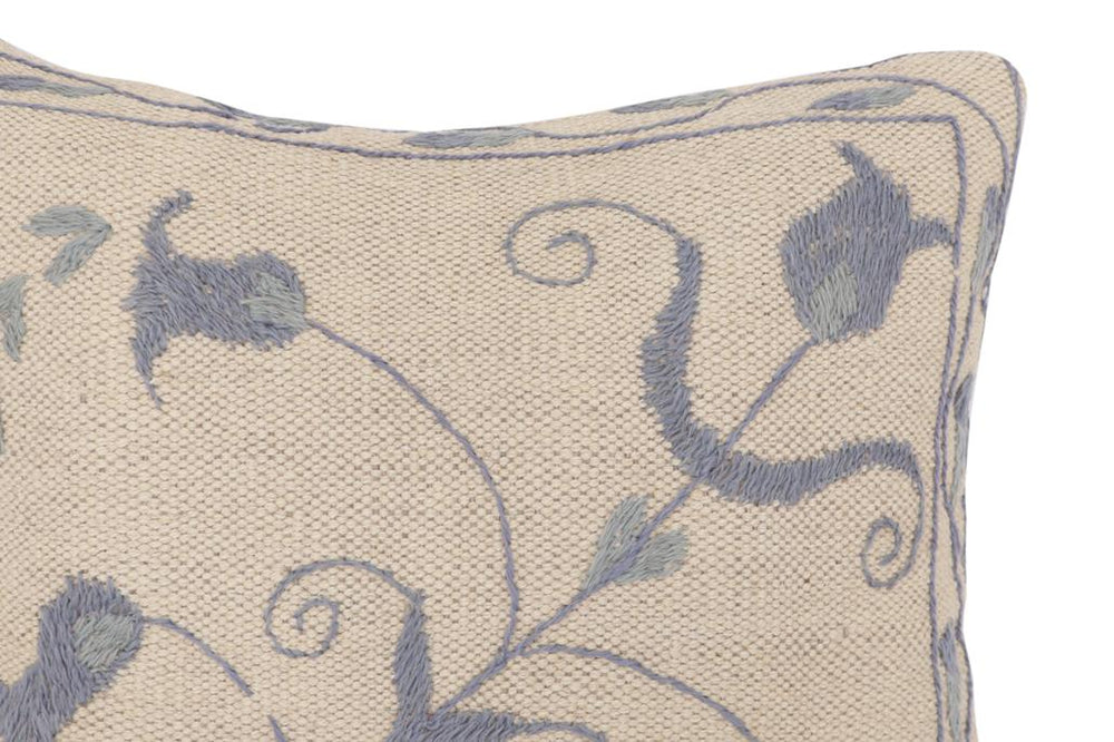 handmade Traditional Pillow Beige Blue Hand-Woven SQUARE 100% WOOL Handmade pillow