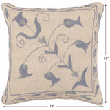 handmade Traditional Pillow Beige Blue Hand-Woven SQUARE 100% WOOL Handmade pillow