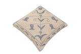 handmade Traditional Pillow Beige Blue Hand-Woven SQUARE 100% WOOL Handmade pillow