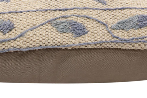 handmade Traditional Pillow Beige Blue Hand-Woven SQUARE 100% WOOL Handmade pillow