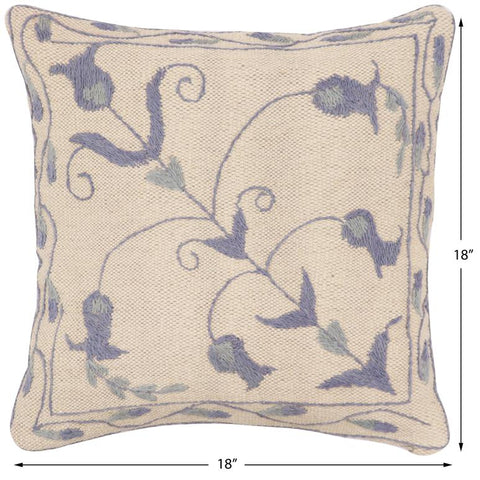 handmade Traditional Pillow Beige Blue Hand-Woven SQUARE 100% WOOL Handmade pillow