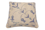 handmade Traditional Pillow Beige Blue Hand-Woven SQUARE 100% WOOL Handmade pillow