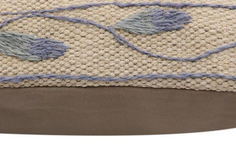 handmade Traditional Pillow Beige Blue Hand-Woven SQUARE 100% WOOL Handmade pillow