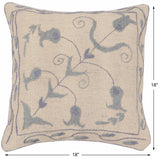 handmade Traditional Pillow Beige Blue Hand-Woven SQUARE 100% WOOL Handmade pillow