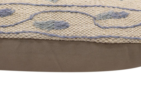 handmade Traditional Pillow Beige Blue Hand-Woven SQUARE 100% WOOL Handmade pillow