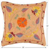 handmade Traditional Pillow Orange Red Hand-Woven SQUARE 100% WOOL Handmade pillow