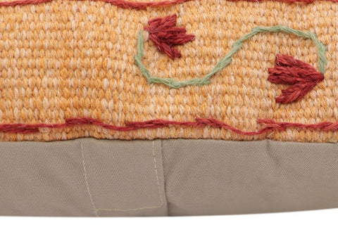 handmade Traditional Pillow Orange Red Hand-Woven SQUARE 100% WOOL Handmade pillow