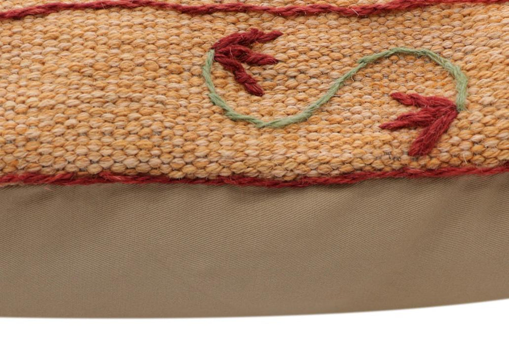 handmade Traditional Pillow Orange Red Hand-Woven SQUARE 100% WOOL Handmade pillow