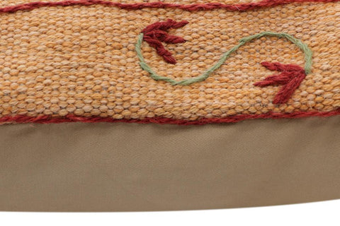 handmade Traditional Pillow Orange Red Hand-Woven SQUARE 100% WOOL Handmade pillow