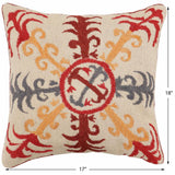 handmade Traditional Pillow Beige Red Hand-Woven SQUARE 100% WOOL Handmade pillow