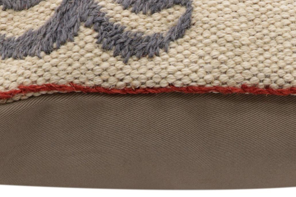 handmade Traditional Pillow Beige Red Hand-Woven SQUARE 100% WOOL Handmade pillow