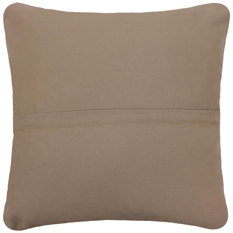 handmade Traditional Pillow Beige Red Hand-Woven SQUARE 100% WOOL Handmade pillow
