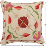 handmade Traditional Pillow Beige Red Hand-Woven SQUARE 100% WOOL Handmade pillow