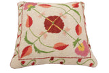 handmade Traditional Pillow Beige Red Hand-Woven SQUARE 100% WOOL Handmade pillow