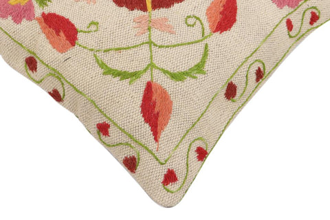 handmade Traditional Pillow Beige Red Hand-Woven SQUARE 100% WOOL Handmade pillow