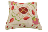 handmade Traditional Pillow Beige Red Hand-Woven SQUARE 100% WOOL Handmade pillow