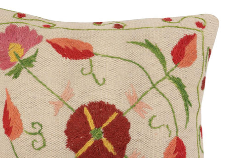 handmade Traditional Pillow Beige Red Hand-Woven SQUARE 100% WOOL Handmade pillow