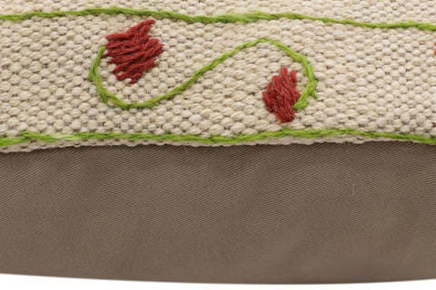handmade Traditional Pillow Beige Red Hand-Woven SQUARE 100% WOOL Handmade pillow
