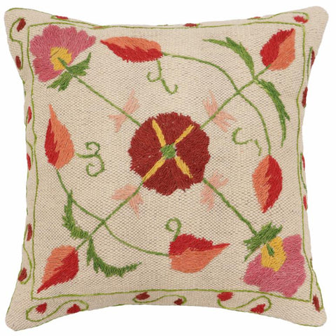 handmade Traditional Pillow Beige Red Hand-Woven SQUARE 100% WOOL Handmade pillow