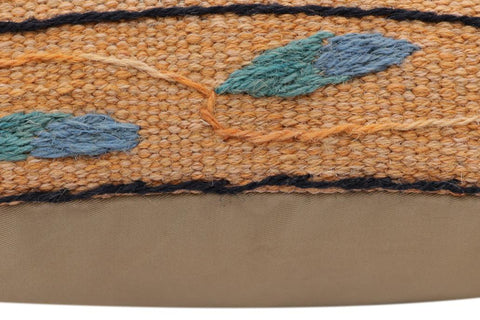 handmade Traditional Pillow Orange Blue Hand-Woven SQUARE 100% WOOL Handmade pillow